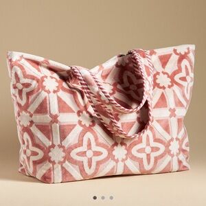 Anthropologie Velvet Traveler Tote NWT peach